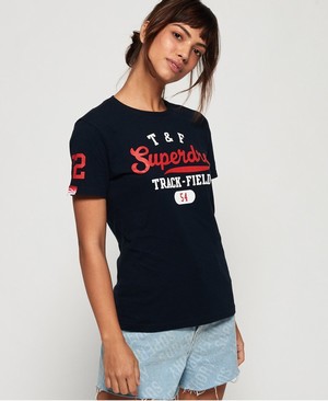 Superdry Track And Field Női Pólók Sötétkék | BHETN2567